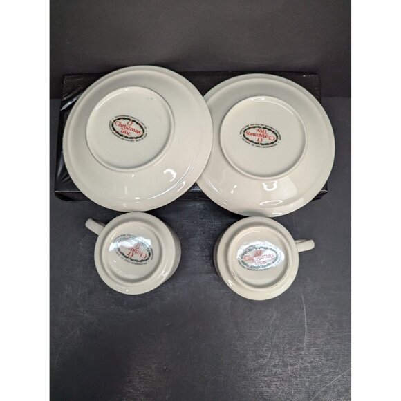 O'Christmas Tree Ten Strawberry Street Ltd Flat Cup and Saucer Set Lot of 2 - Picture 8 of 9